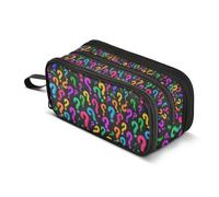 Kcldeci Pencil Case Pen Pouch, Large Pencil Bag with Zipper, Colorful Question Mark Stationery Storage and Organizer, School Supplies for Teen and Adult Boys Girls
