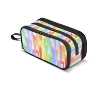 Kcldeci Pencil Case Pen Pouch, Large Pencil Bag with Zipper, Dripping Paint Rainbow Stationery Storage and Organizer, School Supplies for Teen and Adult Boys Girls