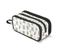 Kcldeci Pencil Case Pen Pouch, Large Pencil Bag with Zipper, Funny Frog Ice Cream Stationery Storage and Organizer, School Supplies for Teen and Adult Boys Girls