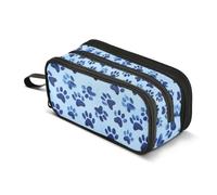 Kcldeci Pencil Case Pen Pouch, Large Pencil Bag with Zipper, Glitter Blue Paw Prints1 Stationery Storage and Organizer, School Supplies for Teen and Adult Boys Girls