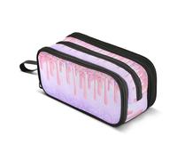 Kcldeci Pencil Case Pen Pouch, Large Pencil Bag with Zipper, Glitter Sprinkles Dripping Stationery Storage and Organizer, School Supplies for Teen and Adult Boys Girls