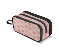Kcldeci Pencil Case Pen Pouch, Large Pencil Bag with Zipper, Gold Glitter Hearts Stationery Storage and Organizer, School Supplies for Teen and Adult Boys Girls