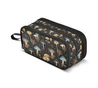 Kcldeci Pencil Case Pen Pouch, Large Pencil Bag with Zipper, Magic Mushrooms on Black Stationery Storage and Organizer, School Supplies for Teen and Adult Boys Girls
