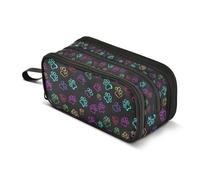 Kcldeci Pencil Case Pen Pouch, Large Pencil Bag with Zipper, Neon Dog Paw Prints1 Stationery Storage and Organizer, School Supplies for Teen and Adult Boys Girls