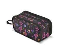 Kcldeci Pencil Case Pen Pouch, Large Pencil Bag with Zipper, Neon Flamingo Star Stationery Storage and Organizer, School Supplies for Teen and Adult Boys Girls