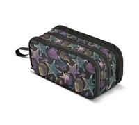Kcldeci Pencil Case Pen Pouch, Large Pencil Bag with Zipper, Neon Starfish Seashell Stationery Storage and Organizer, School Supplies for Teen and Adult Boys Girls