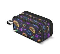 Kcldeci Pencil Case Pen Pouch, Large Pencil Bag with Zipper, Neon Taco in Space Stationery Storage and Organizer, School Supplies for Teen and Adult Boys Girls