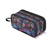 Kcldeci Pencil Case Pen Pouch, Large Pencil Bag with Zipper, Neon Turtle Jellyfish Stationery Storage and Organizer, School Supplies for Teen and Adult Boys Girls