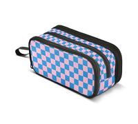 Kcldeci Pencil Case Pen Pouch, Large Pencil Bag with Zipper, Pink Blue Plaid Stationery Storage and Organizer, School Supplies for Teen and Adult Boys Girls