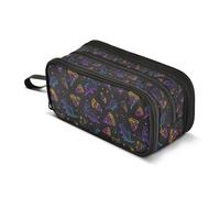 Kcldeci Pencil Case Pen Pouch, Large Pencil Bag with Zipper, Pizza Dinosaur Star Stationery Storage and Organizer, School Supplies for Teen and Adult Boys Girls