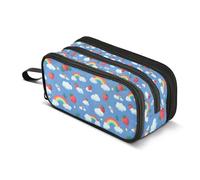 Kcldeci Pencil Case Pen Pouch, Large Pencil Bag with Zipper, Rainbow and Strawberry Stationery Storage and Organizer, School Supplies for Teen and Adult Boys Girls