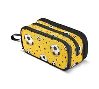 Kcldeci Pencil Case Pen Pouch, Large Pencil Bag with Zipper, Soccer Ball and Dots Stationery Storage and Organizer, School Supplies for Teen and Adult Boys Girls