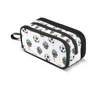 Kcldeci Pencil Case Pen Pouch, Large Pencil Bag with Zipper, Soccer Ball Cupcake2 Stationery Storage and Organizer, School Supplies for Teen and Adult Boys Girls