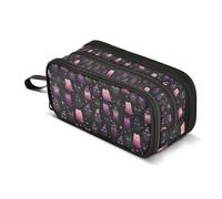 Kcldeci Pencil Case Pen Pouch, Large Pencil Bag with Zipper, Witchcraft Cat Halloween Stationery Storage and Organizer, School Supplies for Teen and Adult Boys Girls