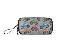 Kcldeci Pencil Case Pen Pouch, Monster Trucks Against Gray