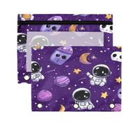 Kcldeci Pencil Pouch for 3 Ring Binder, Alien Astronaut Planet