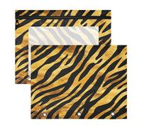 Kcldeci Pencil Pouch for 3 Ring Binder,Black Gold Tiger Leopard A4 Size Zipper Pencil Pouches for Girls Boys, Clear Window Pen Case for Binder 2Pack
