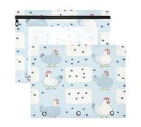 Kcldeci Pencil Pouch for 3 Ring Binder,Chickens on Polka-dot A4 Size Zipper Pencil Pouches for Girls Boys, Clear Window Pencil Case for Binder