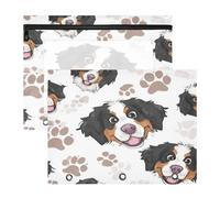 Kcldeci Pencil Pouch for 3 Ring Binder,Dog Paws Bernese Mountain Dog A4 Size Zipper Pencil Pouches for Girls Boys, Clear Window Pencil Case for Binder