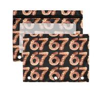 Kcldeci Pencil Pouch for 3 Ring Binder,Pencil Pouches with Zipper Pencil Bag, 67 Bacon Texture Clear Pencil Case Office Stationery School Organizer
