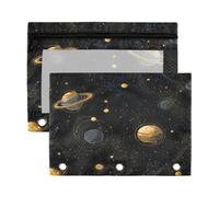 Kcldeci Pencil Pouch for 3 Ring Binder,Pencil Pouches with Zipper Pencil Bag, Cosmic Planet Space Clear Pencil Case Office Stationery School Organizer