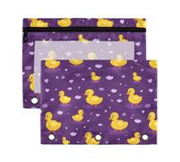 Kcldeci Pencil Pouch for 3 Ring Binder,Pencil Pouches with Zipper Pencil Bag, Cute Rubber Ducky Clear Pencil Case Office Stationery School Organizer