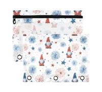 Kcldeci Pencil Pouch for 3 Ring Binder,Pencil Pouches with Zipper Pencil Bag,Independence Day Gnome Clear Pencil Case Office Stationery School Organizer