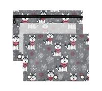 Kcldeci Pencil Pouch for 3 Ring Binder,Pencil Pouches with Zipper Pencil Bag, Siberian Husky Dog Gray Clear Pencil Case Office Stationery School Organizer