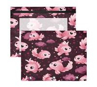 Kcldeci Pencil Pouch for 3 Ring Binder,Pink Kawaii Chibi Fish A4 Size Zipper Pencil Pouches for Girls Boys, Clear Window Pencil Case for Binder