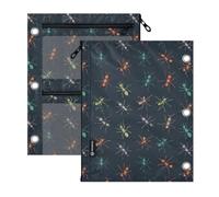 Kcldeci Pencil Pouch for Binder Colorful Ants on A Navy Blue Pencil Case 3 Ring Binder
