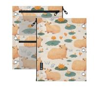 Kcldeci Pencil Pouch for Binder Cute Duck Capybaras Pencil Case 3 Ring Binder