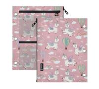 Kcldeci Pencil Pouch for Binder Cute Flying Llamas with Wings Pencil Case 3 Ring Binder