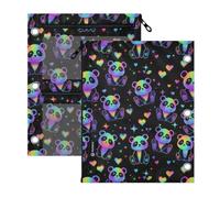 Kcldeci Pencil Pouch for Binder Pandas Rainbow Pencil Case 3 Ring Binder