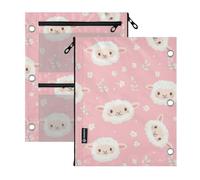 Kcldeci Pencil Pouch for Binder Sheep Leaf Pencil Case 3 Ring Binder