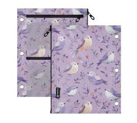 Kcldeci Pencil Pouch for Binder Watercolor Cute Doves Pencil Case 3 Ring Binder