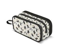 Kcldeci Penguins in Party Hats Floral Pencil Case Large Capacity Pencil Pouch Pen Bag for Office School Teen Girl Boy Men Women Adult