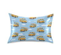 Kcldeci Pillow Cases Back To School Bus Cloud Pillowcases Satin Pillow Case Covers with Envelope Closure Pillow Protectors Queen Size 20x30in