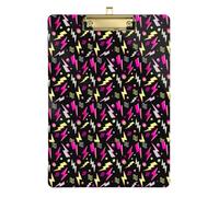 Kcldeci Pink and Yellow Bright Lightening Acrylic Clipboards Standard A4 Letter Size Clip Board for Classroom School and Office Use for Kids Student Teacher Gold 12x9in