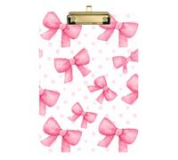 Kcldeci Pink Bows Polka Dots White Acrylic Clipboard A4 Size Clipboards for Classroom Nursing Clip Board Hardboard for Office Supplies, School Gold 12x9in