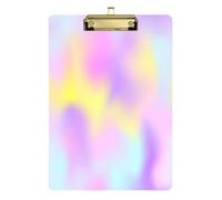 Kcldeci Pink Cyan Yellow Gradient Acrylic Clipboards Standard A4 Letter Size Clip Board for Classroom School and Office Use for Kids Student Teacher Gold 12x9in