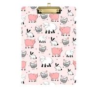 Kcldeci Rabbit Pig Chicken and Sheep Acrylic Clipboards Standard Letter A4 Size Clipboards for Classroom, Teacher Women Clip Board Office School Supplies Silver 12x9in