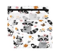 Kcldeci Raccoons Flowers and Butterflies Pencil Pouch for 3 Ring Binder,Pencil Pouches with Zipper Pencil Bag, Clear Pencil Case Office Stationery School Organizer