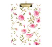 Kcldeci Roses White Botanical Acrylic Clipboards Standard Letter A4 Size Clipboards for Classroom, Teacher Women Clip Board Office School Supplies Gold 12x9in