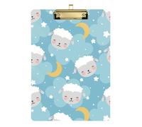 Kcldeci Sheep Clouds and Stars Acrylic Clipboards Standard Letter A4 Size Clipboards for Classroom, Teacher Women Clip Board Office School Supplies Silver 12x9in