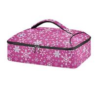 Kcldeci Snowflake Star Purple Insulated Thermal Food Carrier Insulated Casserole Carrier for Hot or Cold Food, Insulated Tote Bag for Potluck Cookouts Parties Picnic,Lasagna Lugger
