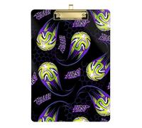 Kcldeci Soccer Ball Pattern with Text Acrylic Clipboards Standard Letter A4 Size Clipboards for Classroom, Teacher Women Clip Board Office School Supplies Gold 12x9in
