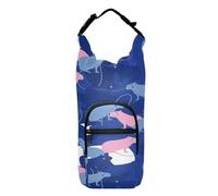 Kcldeci South America's Capybara Blue Insulated Water Bottle Carrier Bag, Sling Bag Sleeve Pouch Holder with Strap for Travelling, Hiking, Camping