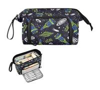 Kcldeci Space Rockets Planets Stars Pencil Case for Boys Girls, Adult Big Pencil Bag with Zipper, Teens Large Storage Pencil Box for School Office