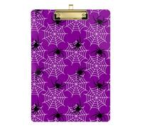 Kcldeci Spider Web and Spiders Purple Acrylic Clipboards Standard Letter A4 Size Clipboards for Classroom, Teacher Women Clip Board Office School Supplies Gold 12x9in