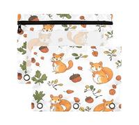 Kcldeci Squirrel Autumn Nut Pencil Pouch for 3 Ring Binder,Pencil Pouches with Zipper Storage Bag, Clear Pen Case Office Stationery School Organizer